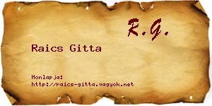 Raics Gitta névjegykártya